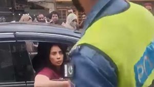مری مال روڈ پر خاتون کی پولیس اور ٹریفک اہلکار سے بدتمیزی کی ویڈیو وائرل، نشے میں ہونے کا شبہ